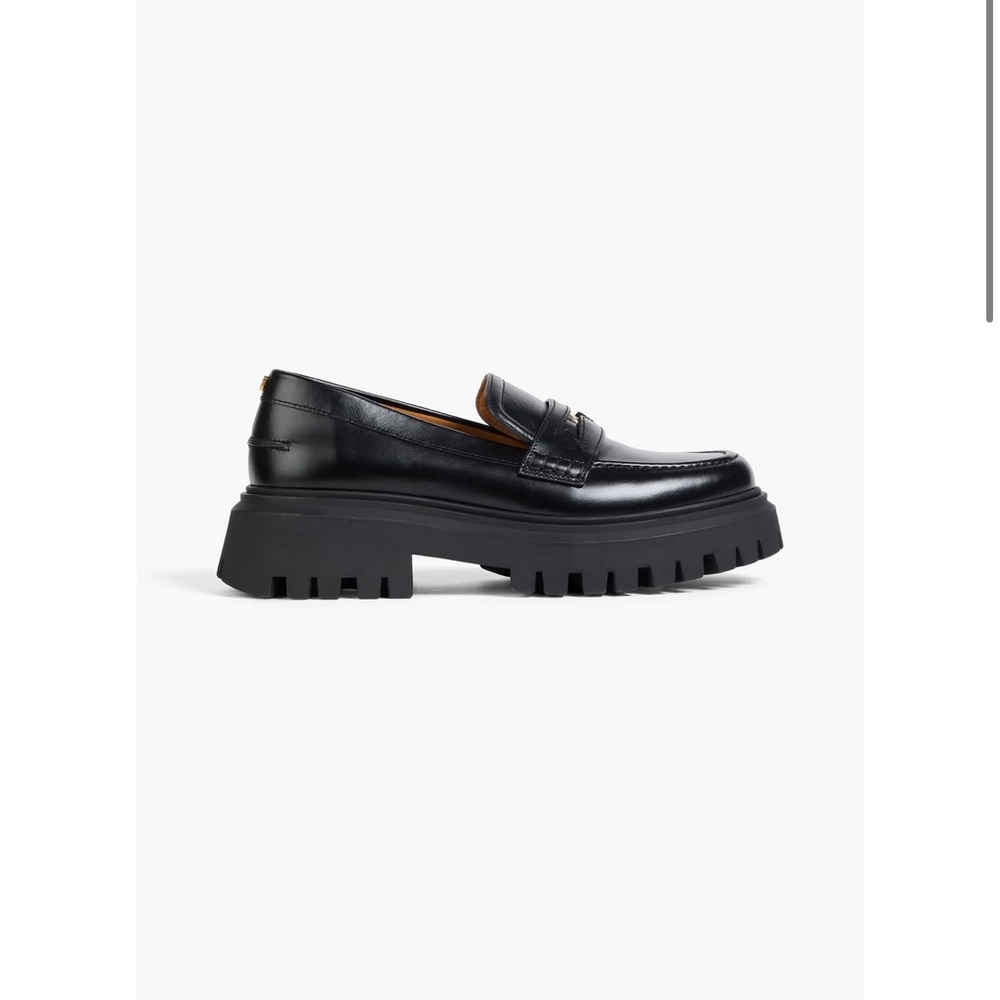 Maje Black Leather Penny Loafers